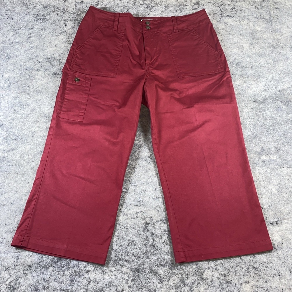 Caribbean Joe‎ Carpenter Capris Women's 12P Red Cropped Pockets Vacation